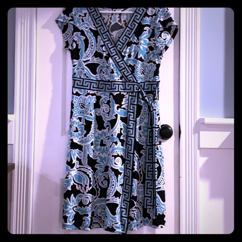 Blue floral print dress